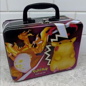 Pokemon Tin with Pikachu and Charizard - Black and Yellow 8x6x3.5 in.